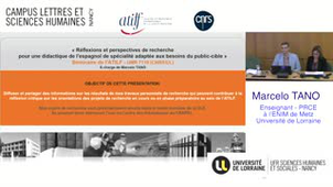 [Séminaire ATILF] Marcelo Tano : Réflexions et perspectives de recherche pour une didactique de l'espagnol de spécialité adaptée aux besoins du public-cible